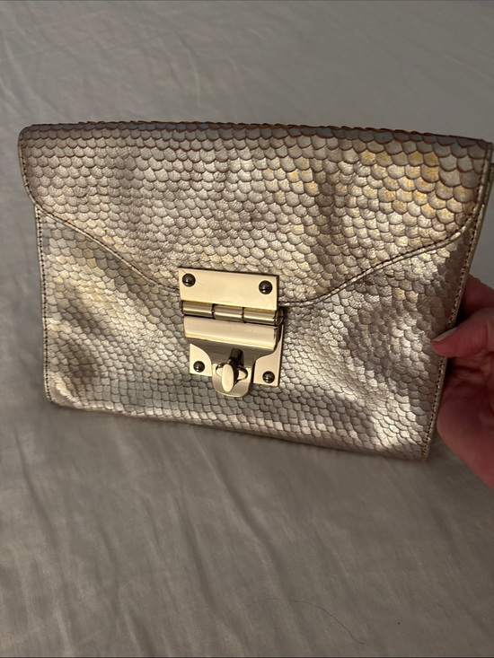 Alexis Hudson Handbags - Alexis Hudson Metallic Gold Textured Envelope Clutch